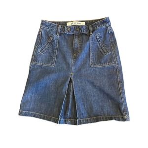 Jean Denim Mini Short Skirt Pleated 28 4 Small Vintage‎ 90s Y2k Dark Wash Hippie